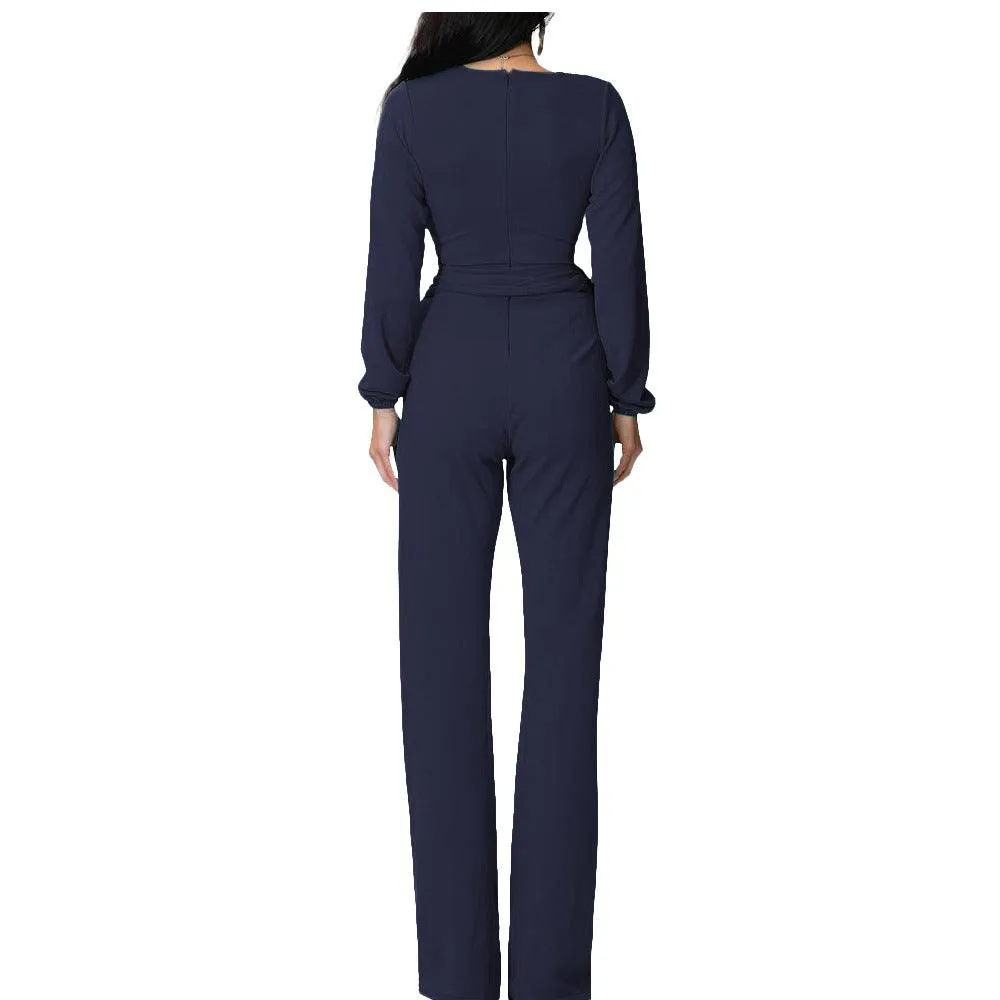 LONG SLEEVE WRAP JUMPSUIT