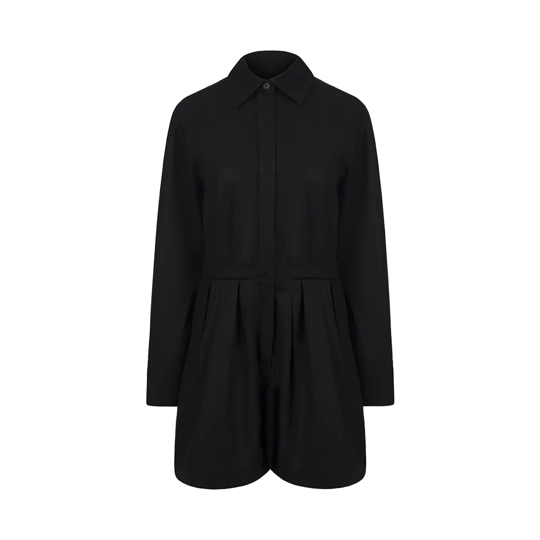 Long-Sleeved Black Romper