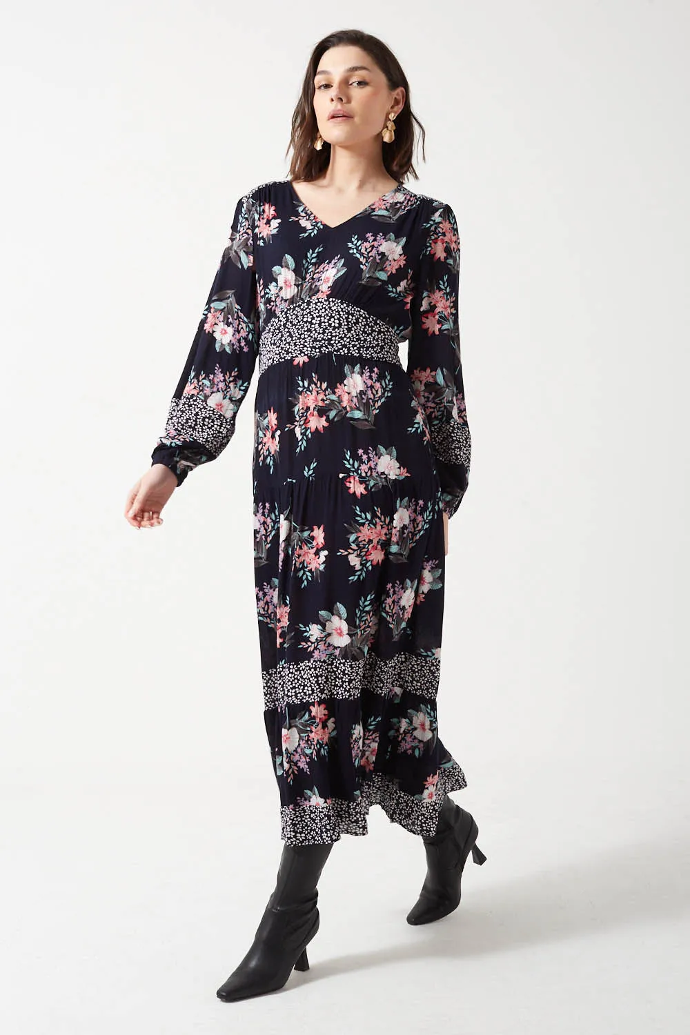 Marc Angelo Long Sleeved Floral Dress