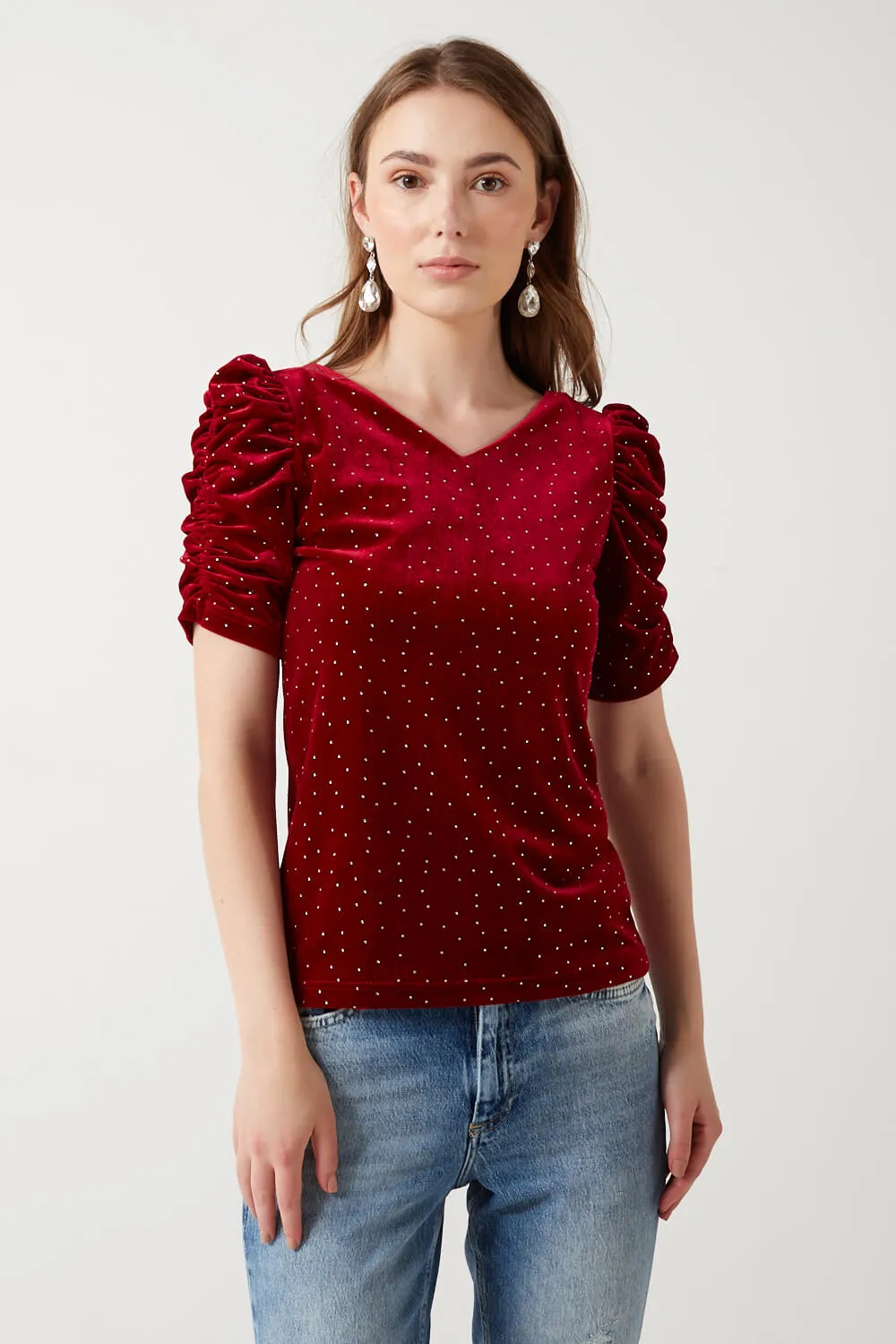 Marc Angelo Velvet Diamante Top