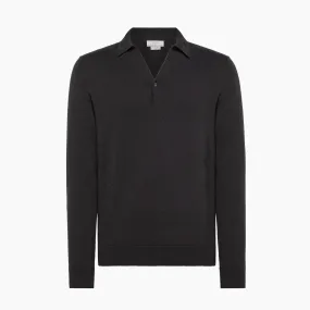 Markus long sleeved knitted polo in top cashmere