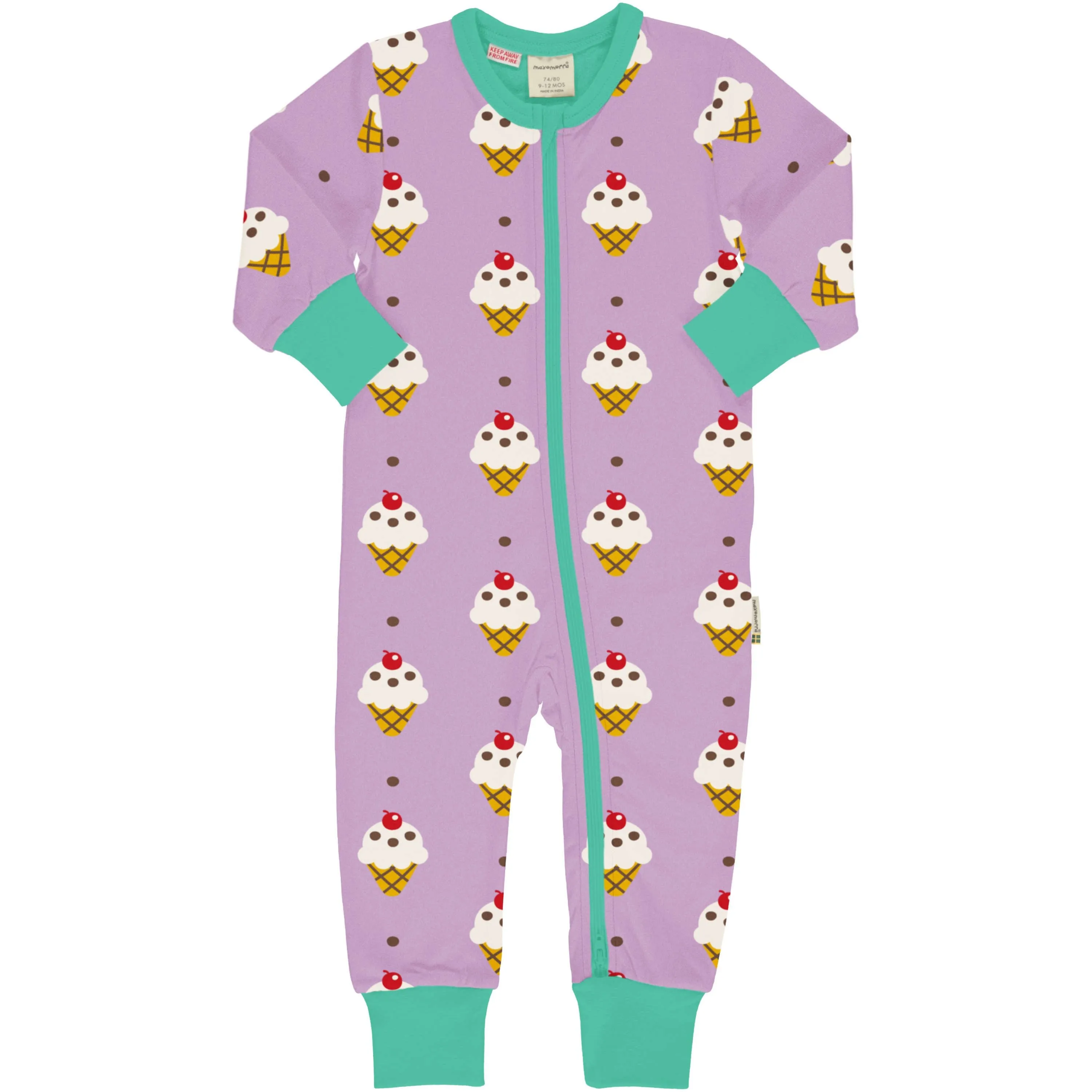 Maxomorra Ice Cream Organic Cotton Long Sleeved Sleepsuit