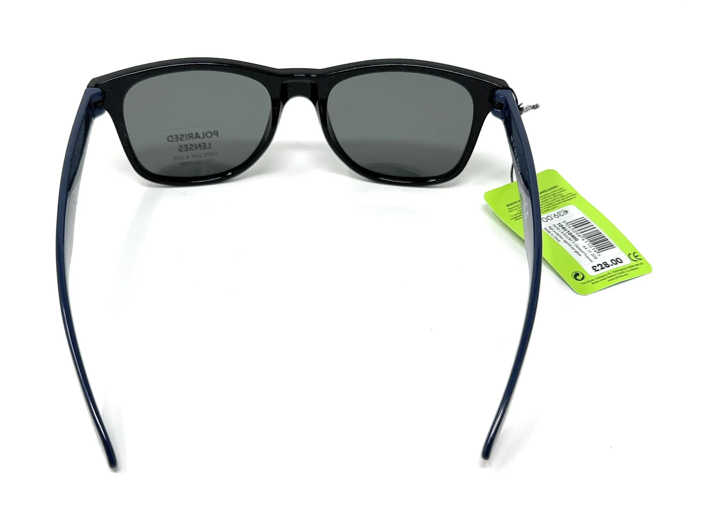 Men's Polarised Sunglasses Black Lens Navy Blue Arms Boots 104H(i)