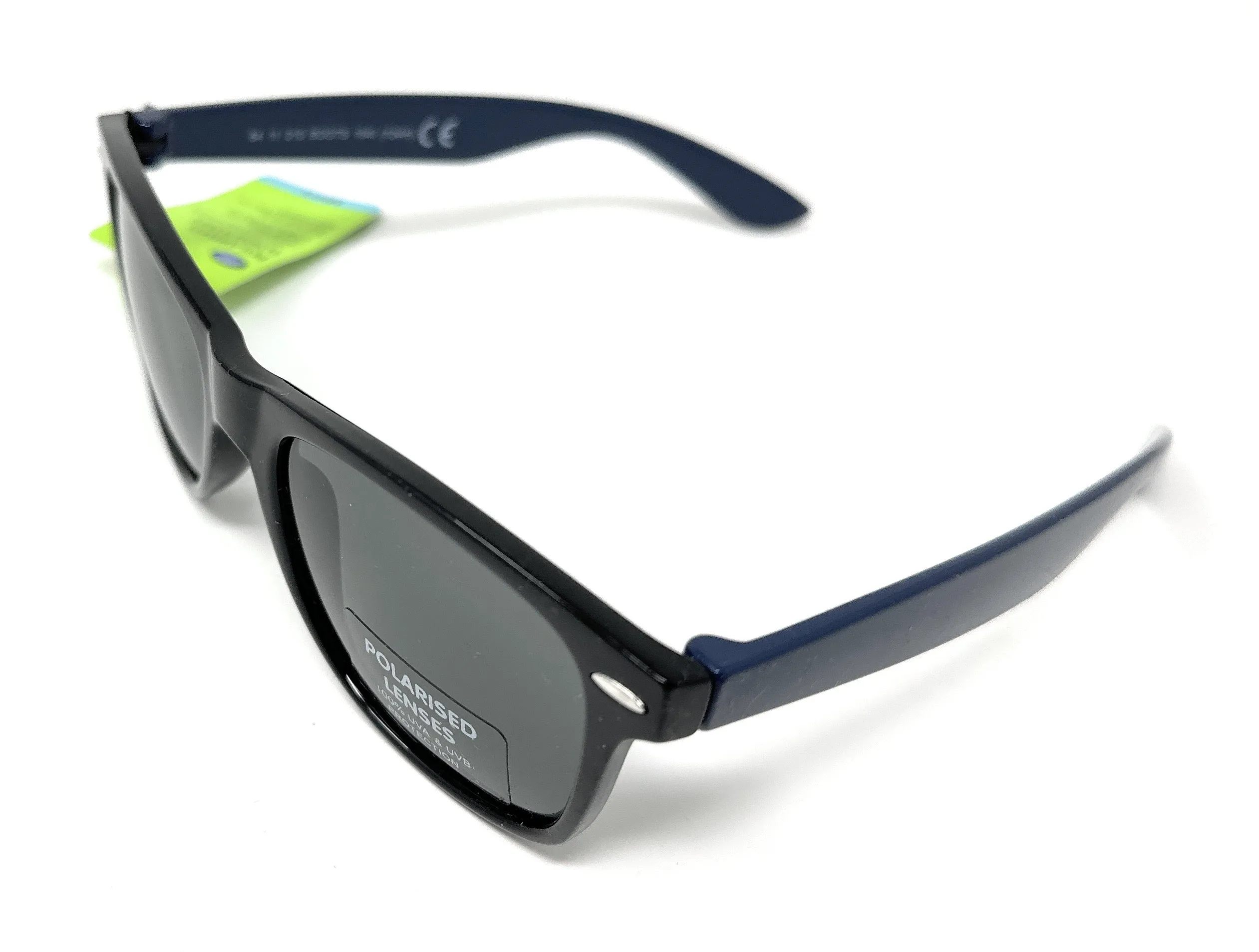 Men's Polarised Sunglasses Black Lens Navy Blue Arms Boots 104H(i)