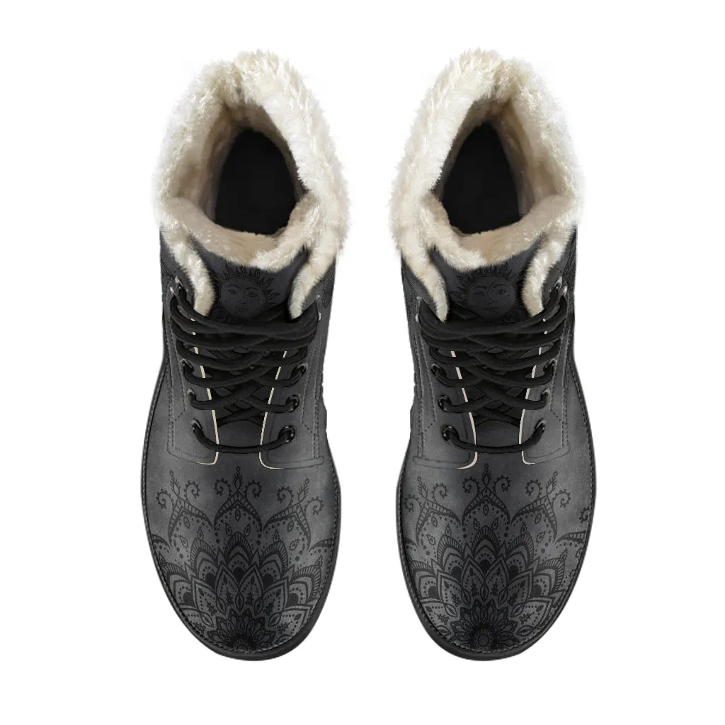 Moon Mandala - Fur Leather Boots