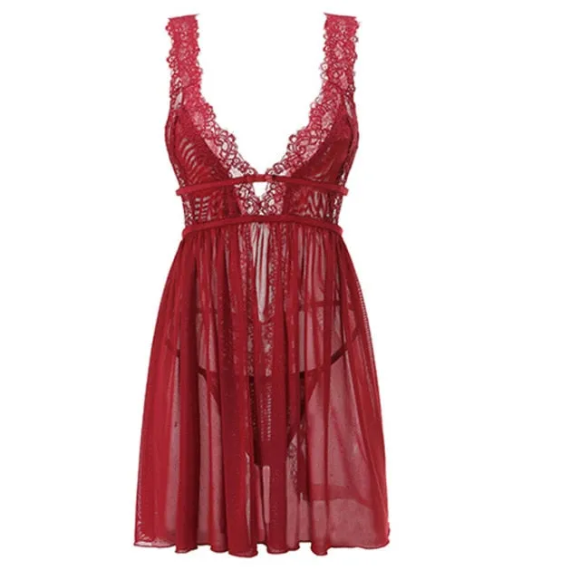 Mulherelfo Sexy Nighties Lace Nightgowns