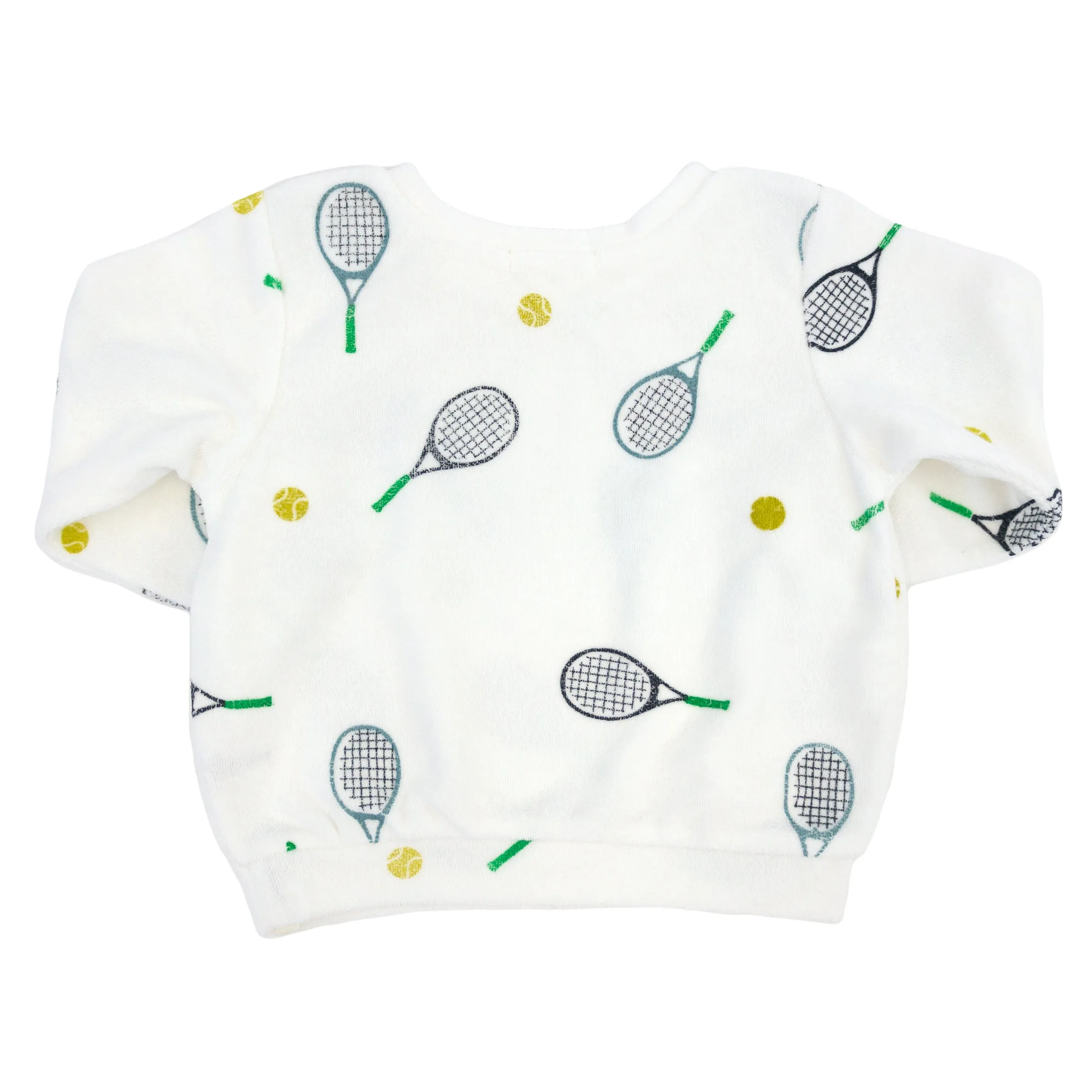 oh baby! Cotton Terry Boxy Sweatshirt - Tennis Print - Snow