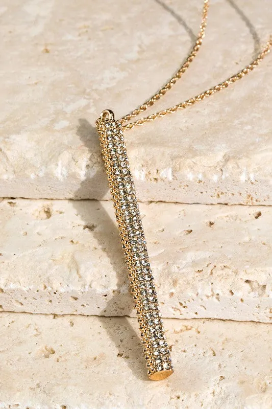 Pave Bar Long Necklace