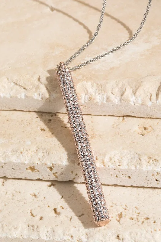 Pave Bar Long Necklace