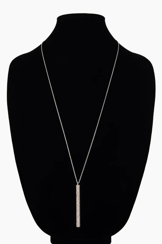 Pave Bar Long Necklace