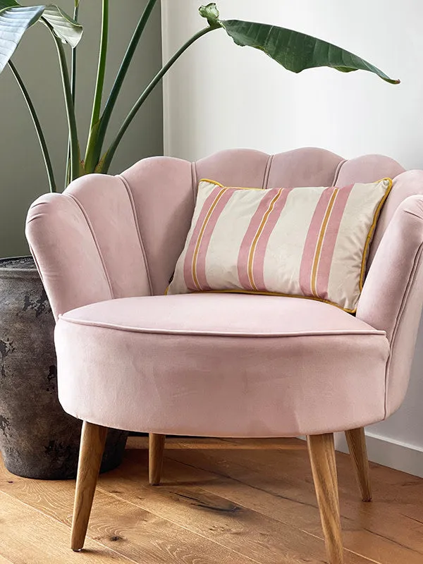 Pink and Cream Striped Velvet Cushion