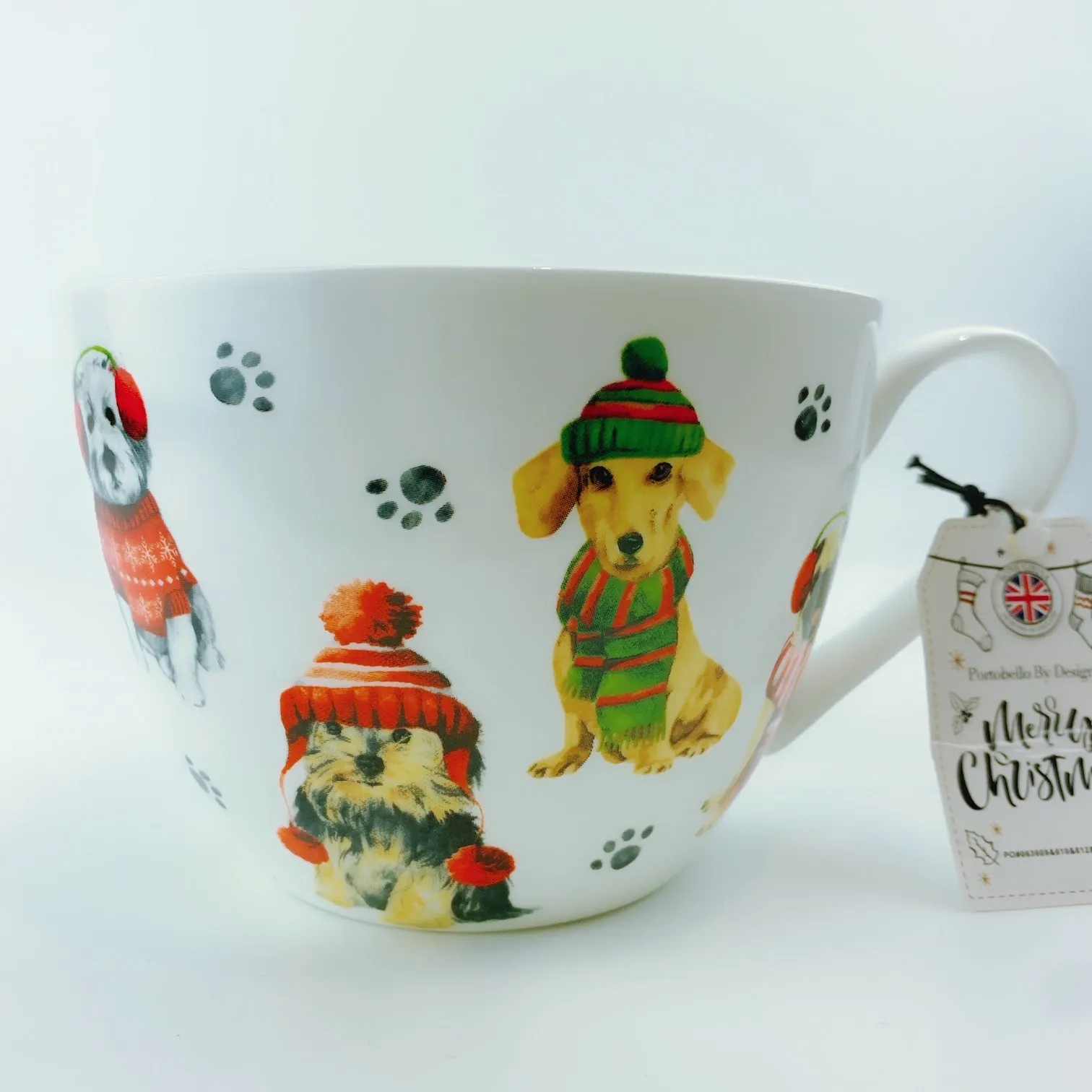 Portobello By Design 'Let It Snow' Dogs With Beanie Bone China XL Coffee Mug Tea Cup 20 oz