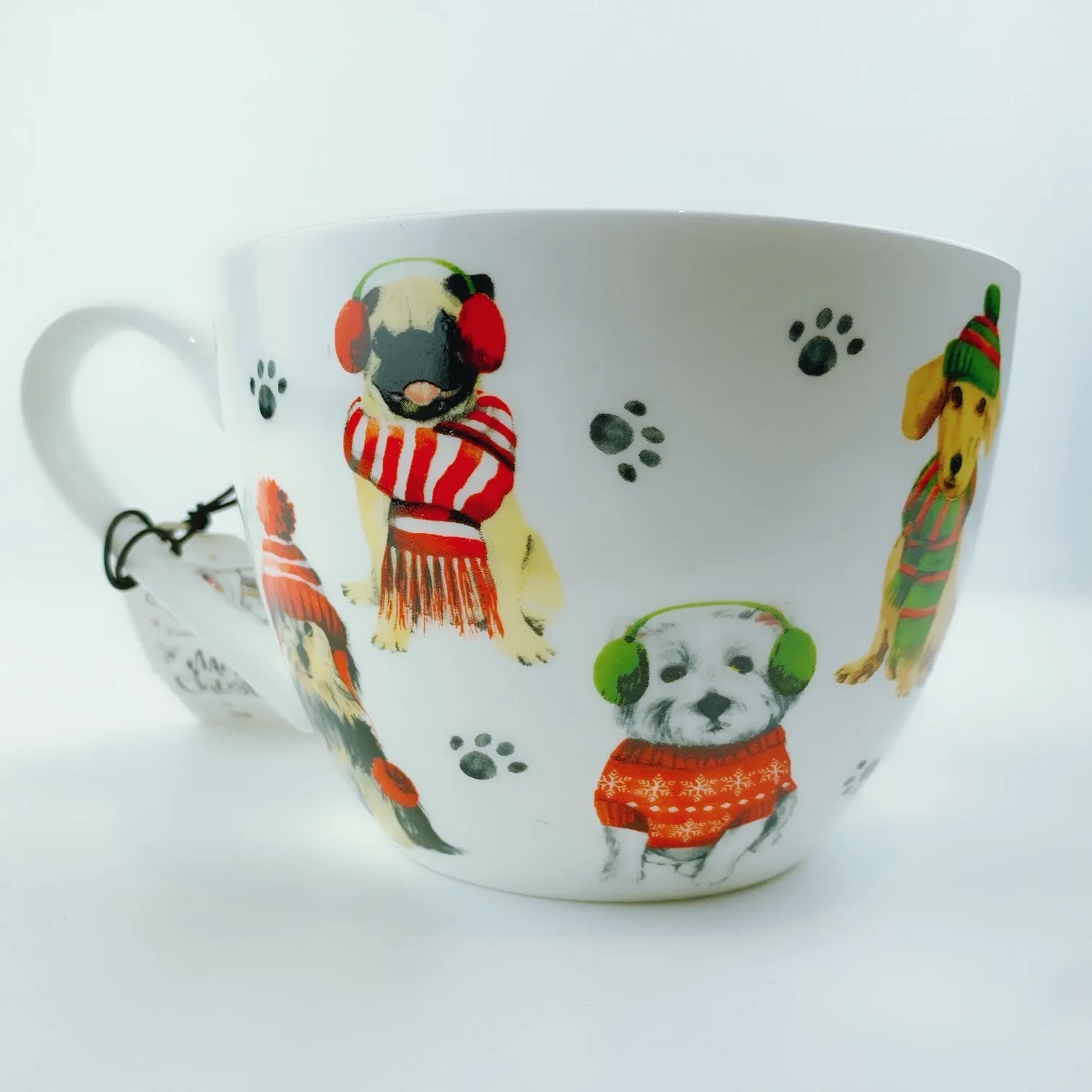 Portobello By Design 'Let It Snow' Dogs With Beanie Bone China XL Coffee Mug Tea Cup 20 oz