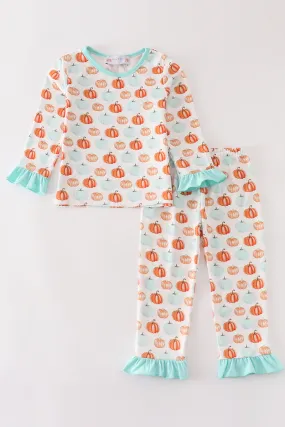 Pumkin print girl pajamas set