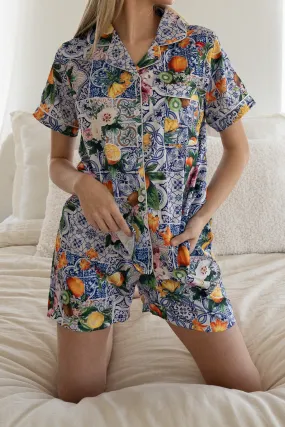 Sicilian Fruit Satin Pajamas