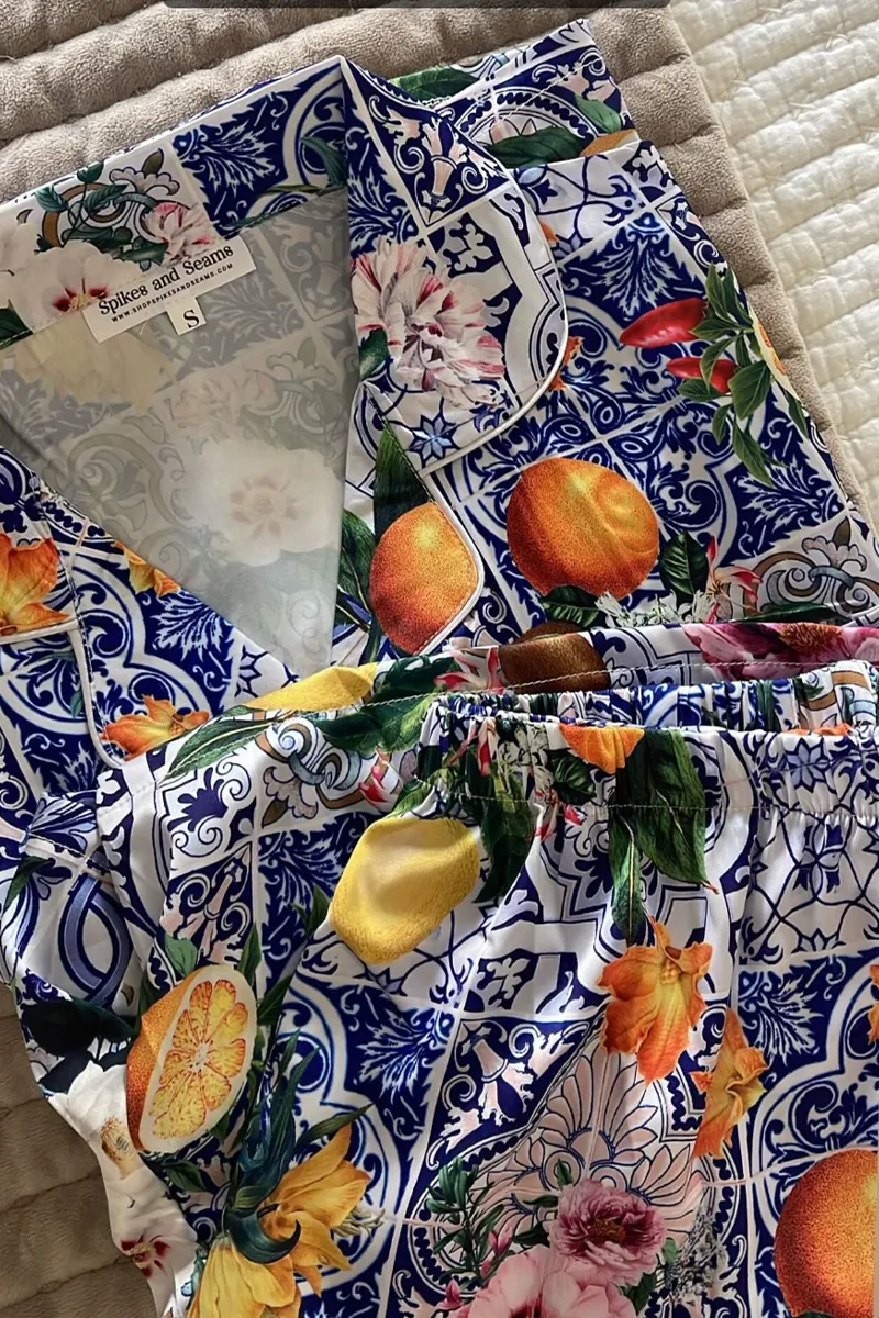 Sicilian Fruit Satin Pajamas