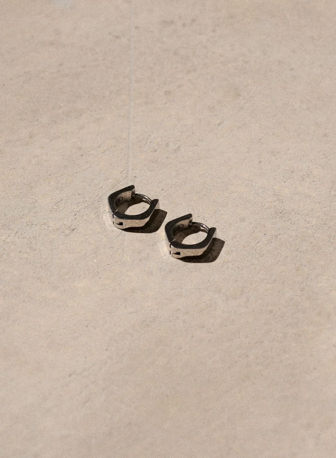 Silver Waterproof Angle Hoop Earrings