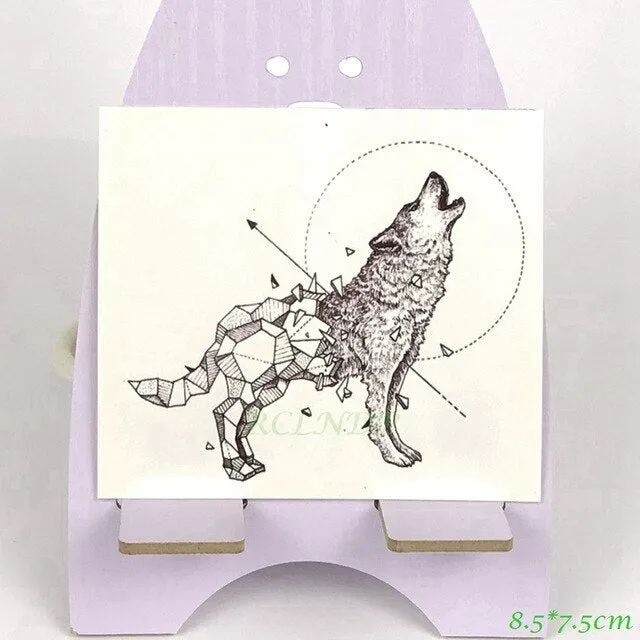 Waterproof Temporary Tattoo Fox Wolf Whale Owl