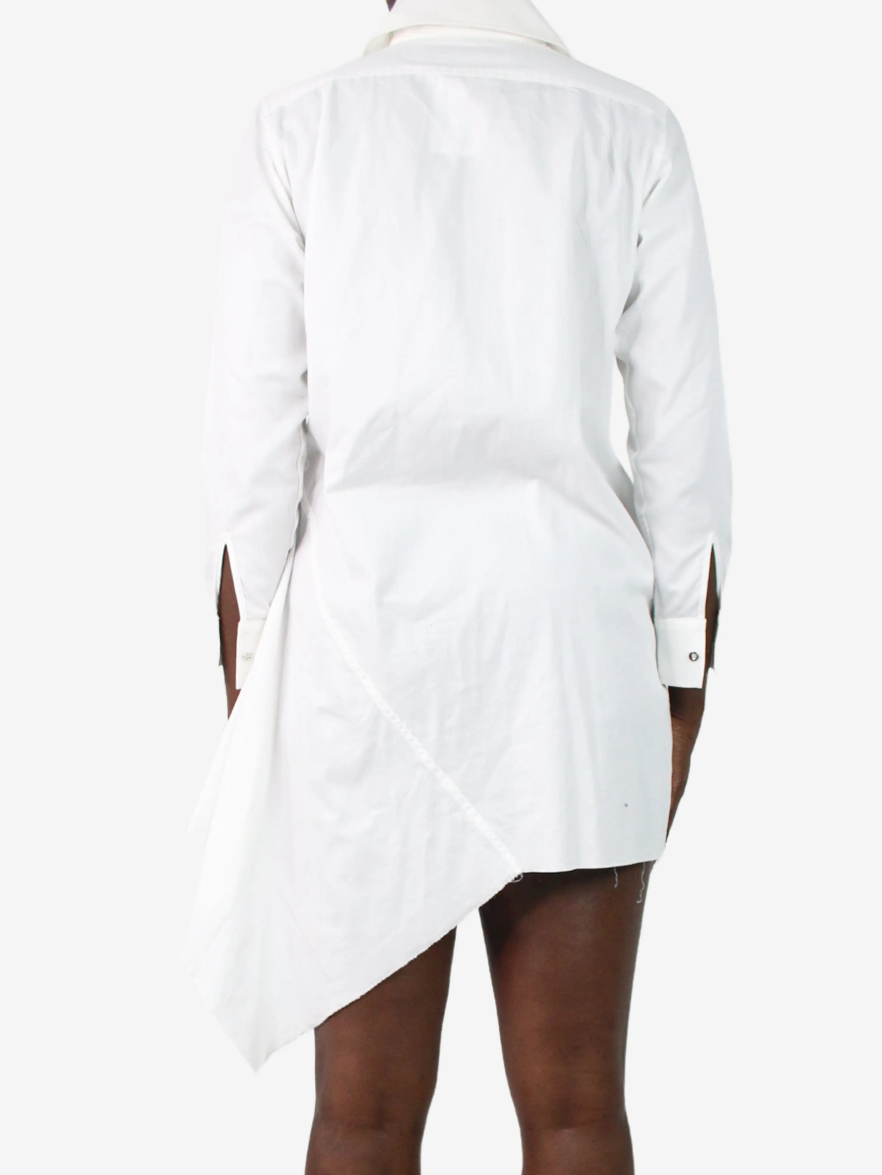 White long-sleeved button-up collared blouse - size XS