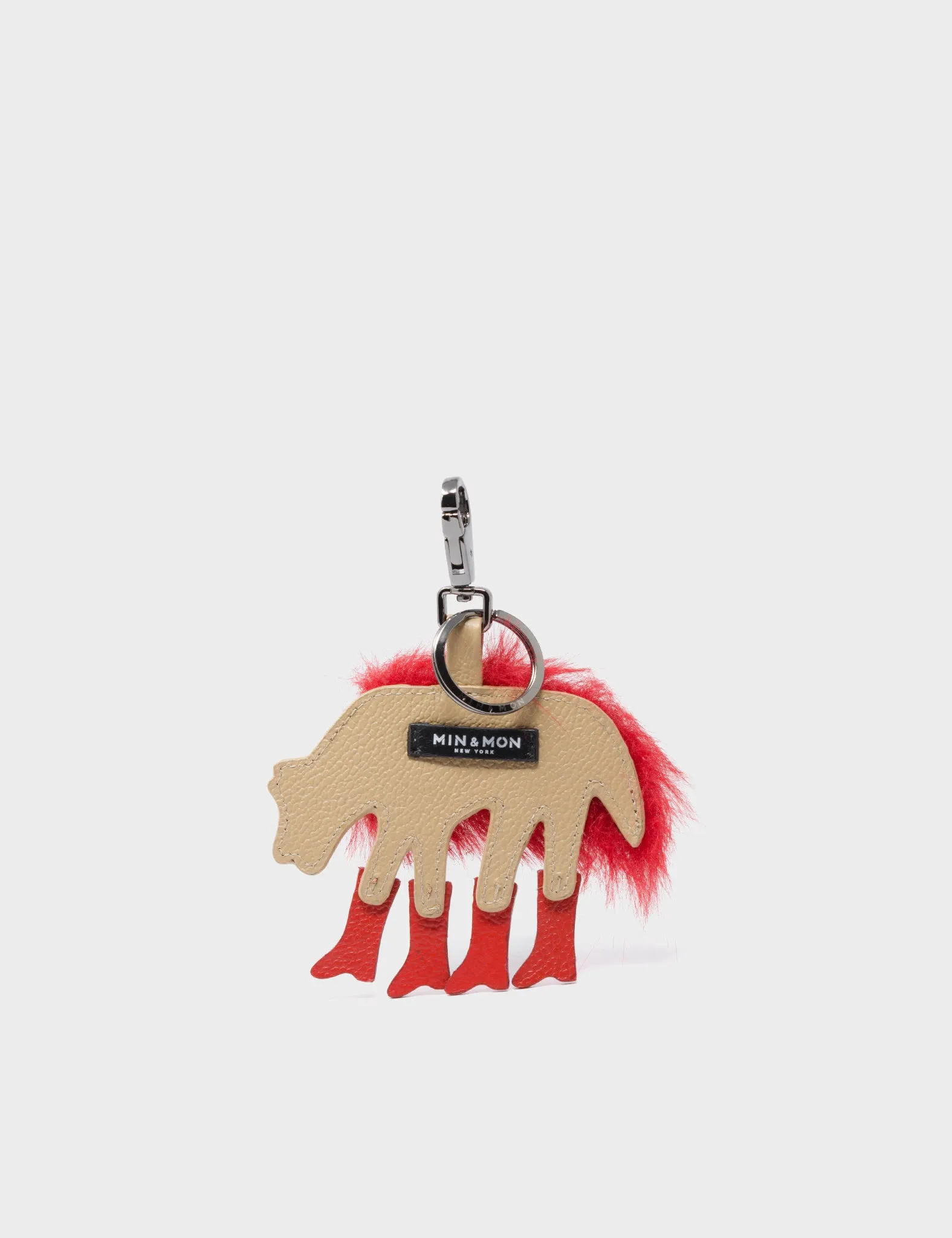 Wolf In Heels Charm - Red Synthetic Fur and Red Boots Keychain