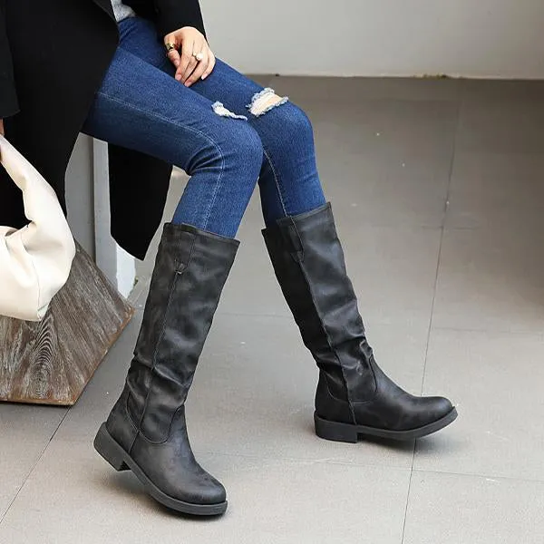 Women's Casual Retro Daily Flat Knee-high Boots 61738787S