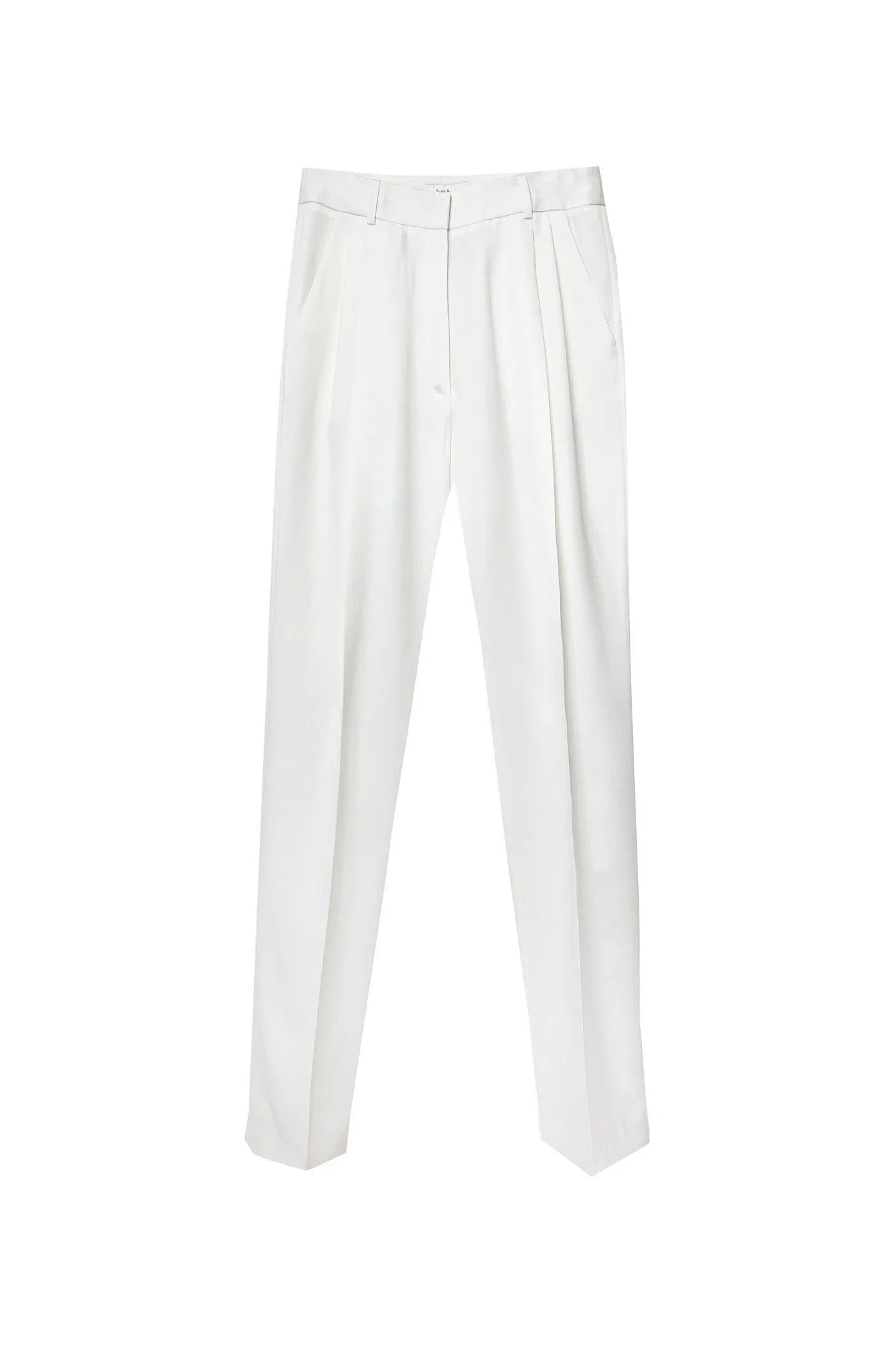 Wool gabardine trouser with front pleats in snow white