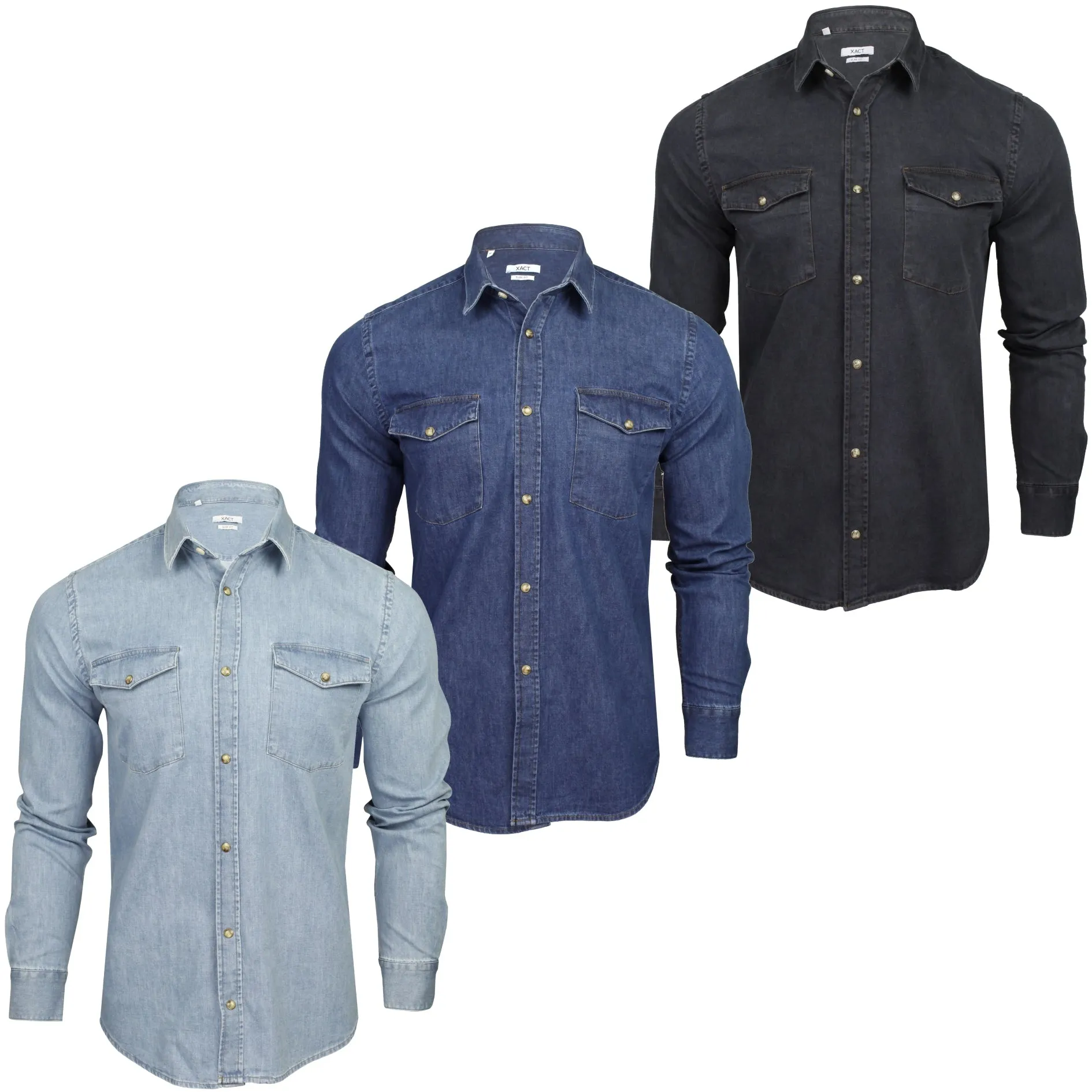 Xact Mens 6.6 oz Denim Shirt - Long Sleeved